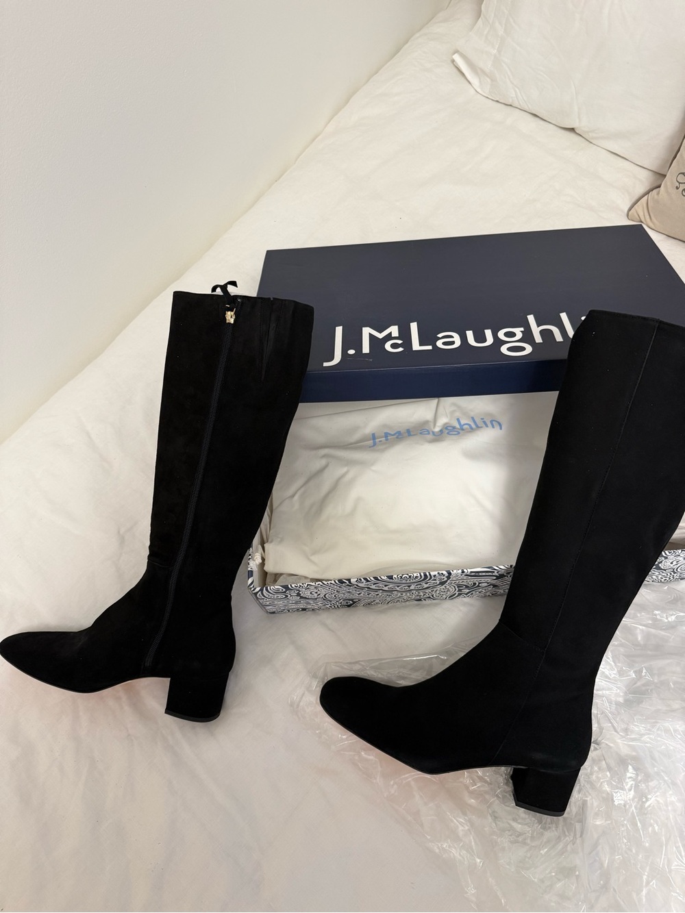 J. McLaughlin Black Suede Over-the-Knee Block Heel Boots